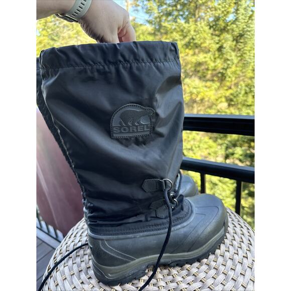 SOREL SNOWLION Black Nylon Rubber Insulated Snow BOOTS NL1082-010 Womens 9 Lined - Picture 4 of 16